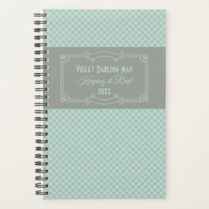 Geometric and Art Deco Mint & Gray Personalized Planner