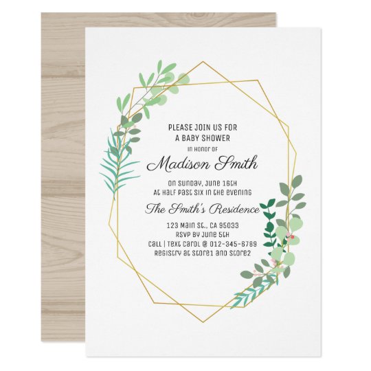Geometric And Greenery Baby Shower Invitation Zazzle Com Geometric And Greenery Baby Shower Invitation Zazzle Com