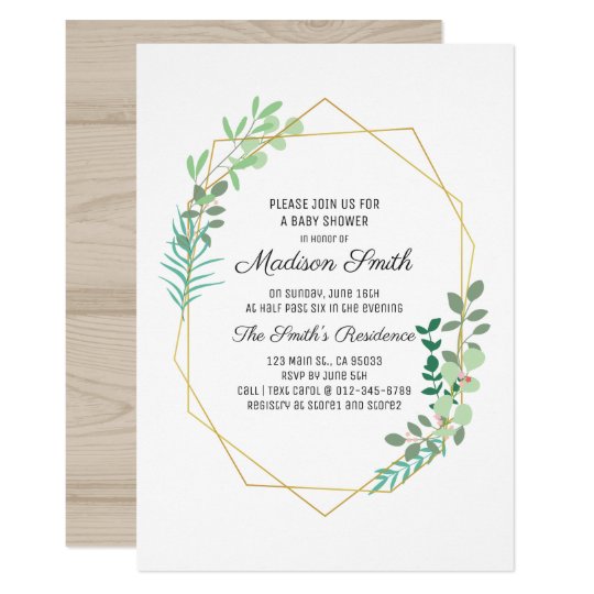 Geometric And Greenery Baby Shower Invitation Zazzle Com