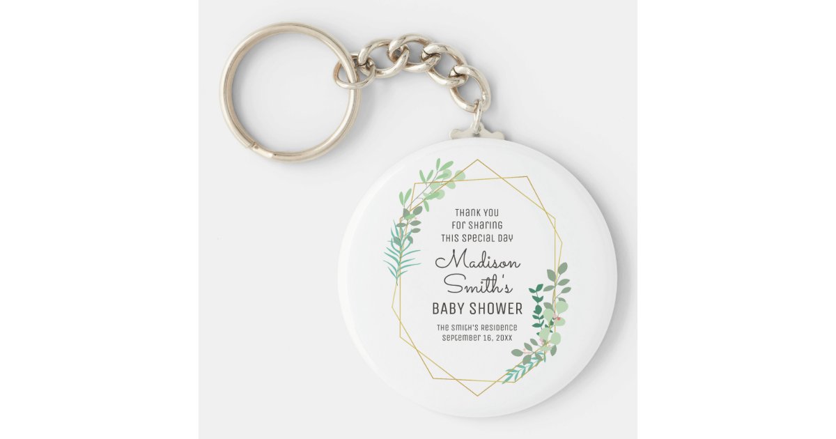 Geometric And Greenery Baby Shower Party Favor Keychain Zazzle Com