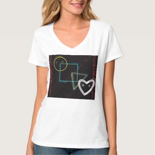 geometric and heart shape T_Shirt
