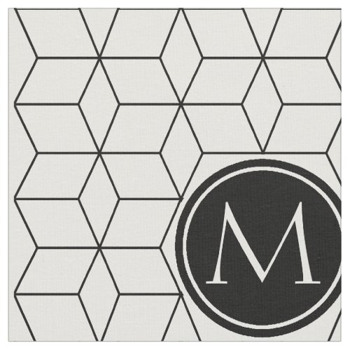 Geometric and Monogrammed Pattern Black and White Fabric