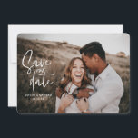 Geometric and script wedding photo save the date<br><div class="desc">Geometric and script wedding photo save the date. Background color can be changed. Modern take on rustic wedding with script handwriting.</div>