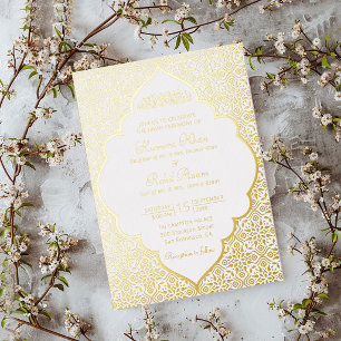 Geometric Arabesques Ornament Islamic Weddings Foil Invitation