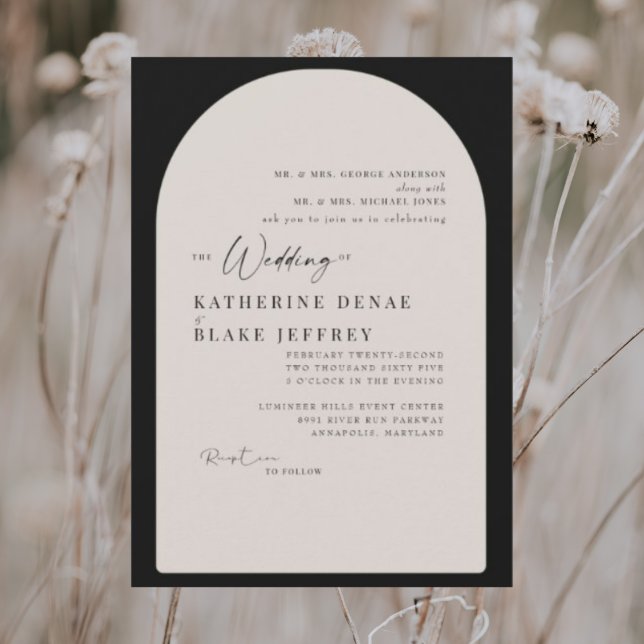  Geometric Arch Black & Cream Wedding  Invitation (Creator Uploaded)