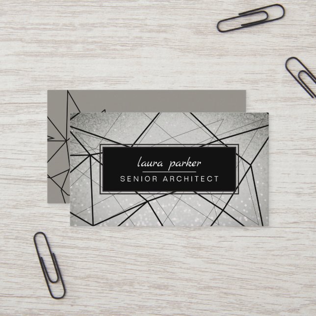 Geometric Architect Modern Construction Consultant Business Card (Front/Back In Situ)