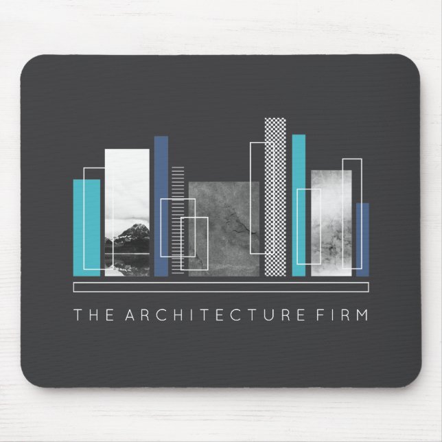 Geometric Architecture Blue & Gray Mouse Pad (Front)