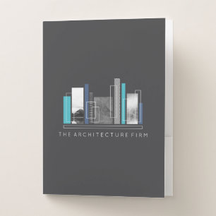 Geometric Architecture Blue & Gray Pocket Folder