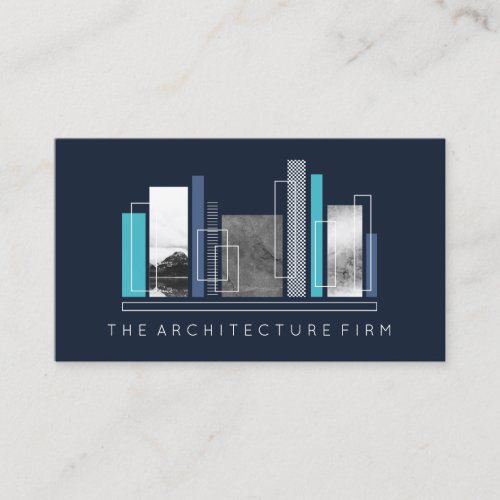 Geometric Architecture Gray Dark Blue Business Card