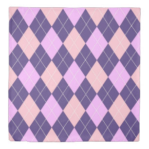Geometric Argyle Blue Purple Y2K Pattern Duvet Cover