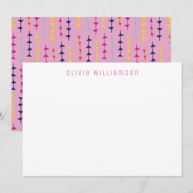 Geometric Arrow Baby Pink Note card (Front/Back)