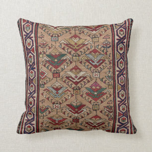 Geometric Arrow Mofif Tan Navy Blue Throw Pillow
