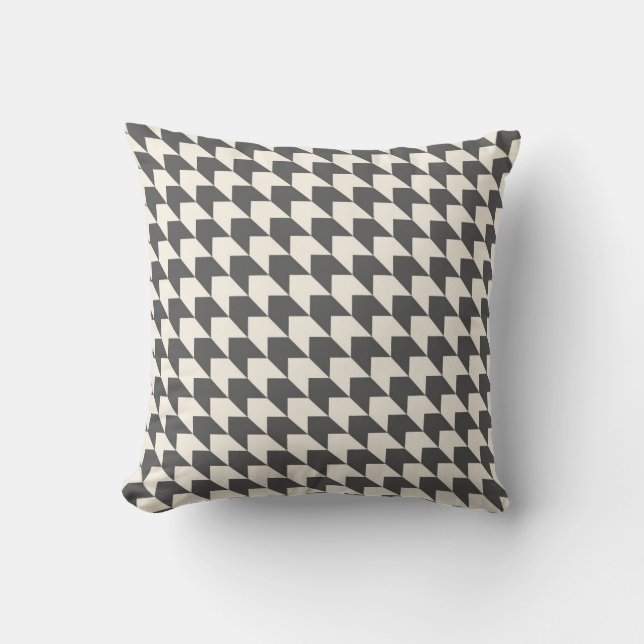 Geometric Arrow Pattern Charcoal Grey and Cream Throw Pillow (Front)