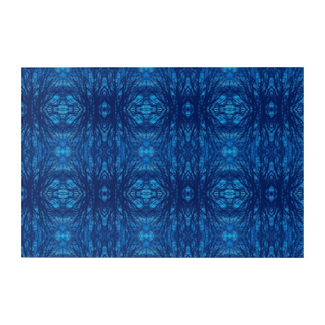 Geometric art branches blue pattern acrylic (Front)