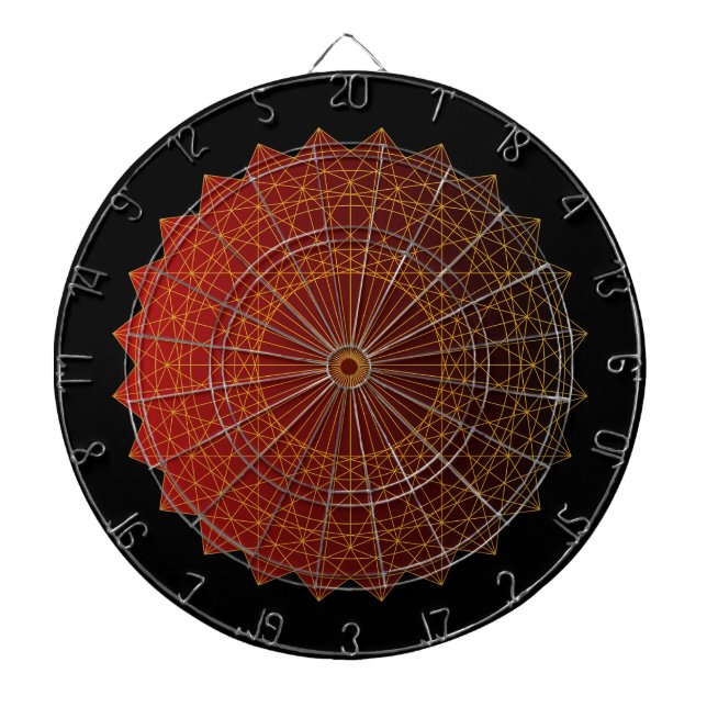 Geometric art circle gold line and red gradient  dart board (Front)