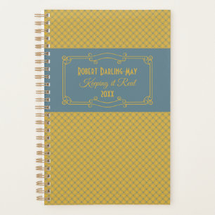 Geometric & Art Deco Blue & Yellow Personalized Planner