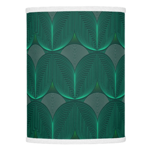 Geometric Art Deco emerald flower Lamp Shade (Front)