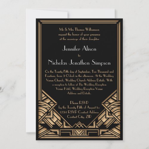 Geometric Art Deco Gatsby Style Wedding Invites