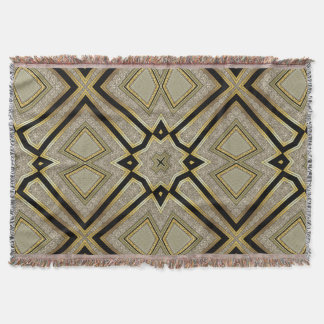 Geometric Art Deco Gold Taupe Throw Blanket