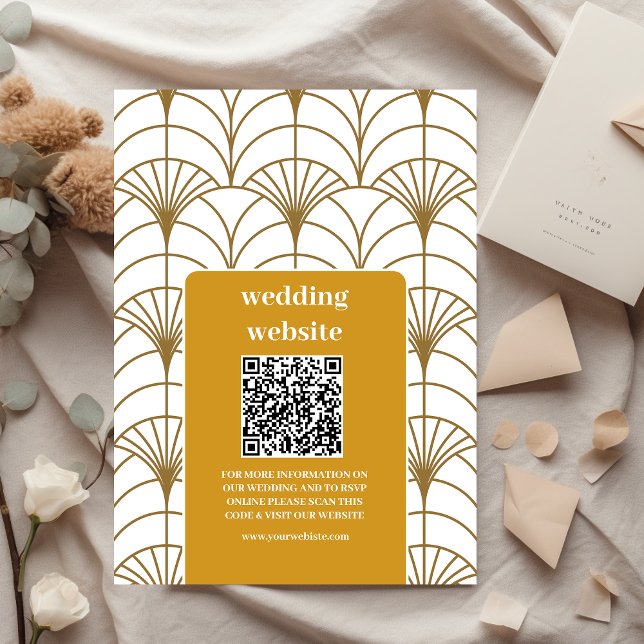 Geometric Art Deco Gold White Gatsby Wedding Enclosure Card (Creator Uploaded)