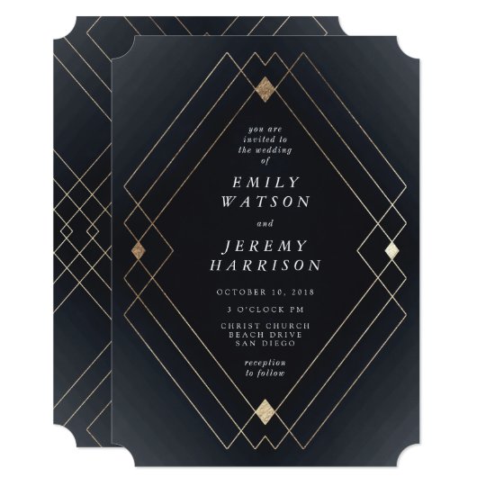 Geometric Art Deco Great Gatsby Wedding Invitation Zazzle Geometric Art Deco Great Gatsby Wedding Invitation