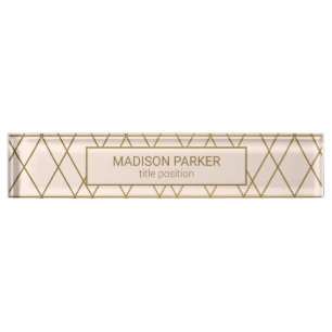 Geometric Art Deco Lines Desk Name Plate