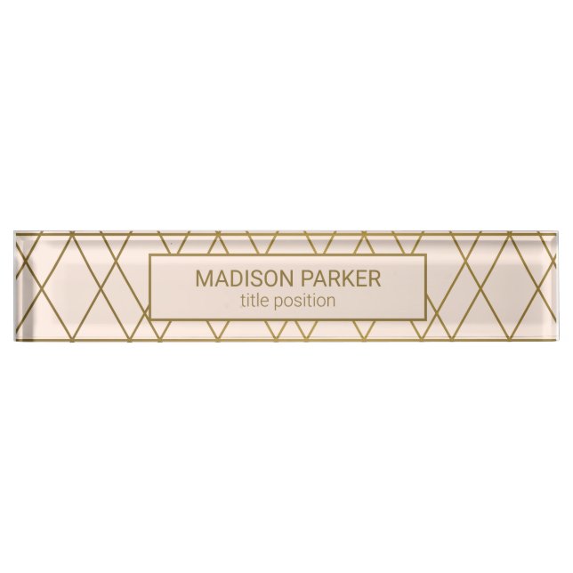 Geometric Art Deco Lines  Desk Name Plate (Front)