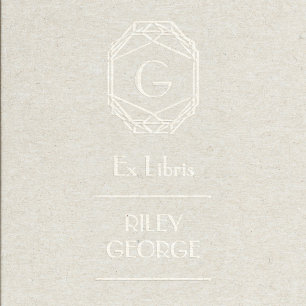 Geometric Art Deco Monogram Ex Libris Bookplate Embosser