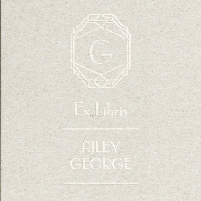 Geometric Art Deco Monogram Ex Libris Bookplate Embosser (Creator Uploaded)
