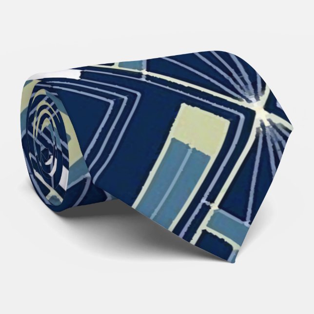 Geometric Art Deco  Neck Tie (Rolled)
