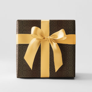 Geometric Art Deco Pattern Black Gold Wrapping Paper
