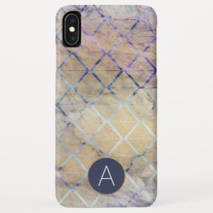 Geometric Art Deco Purple and White Marble iPhone XS Max Case