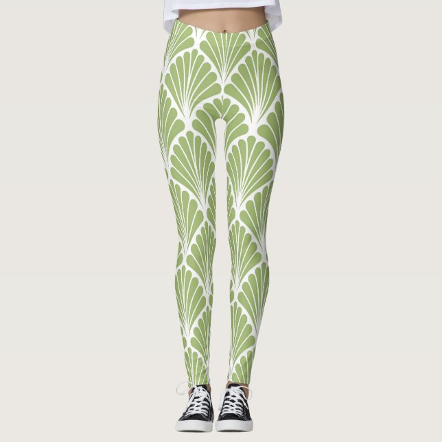 Geometric Art Deco, seamless pattern Leggings (Front)