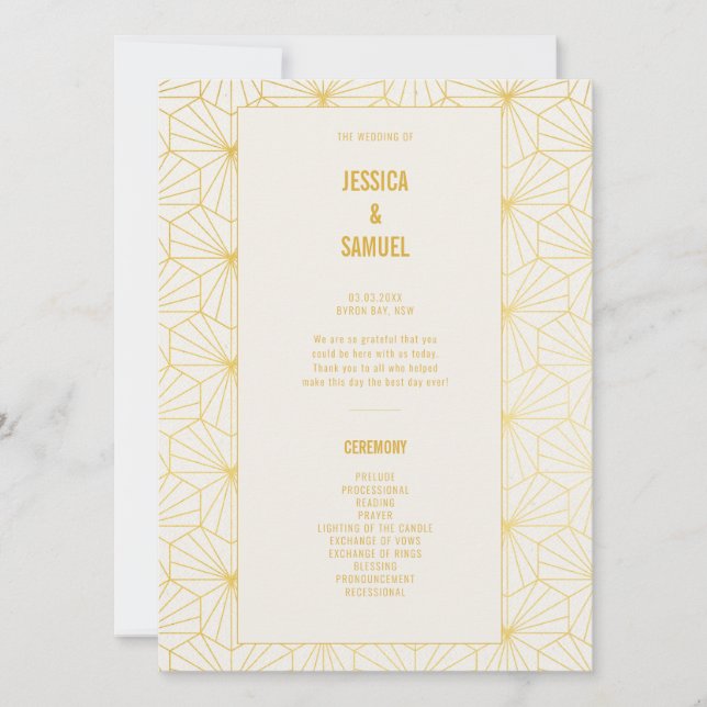 Geometric Art Deco Wedding Ceremony Program (Front)