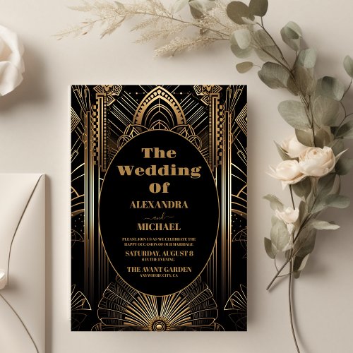 Geometric Art Deco Wedding Invitation