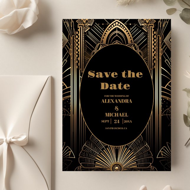 Geometric Art Deco Wedding Save The Date (Creator Uploaded)