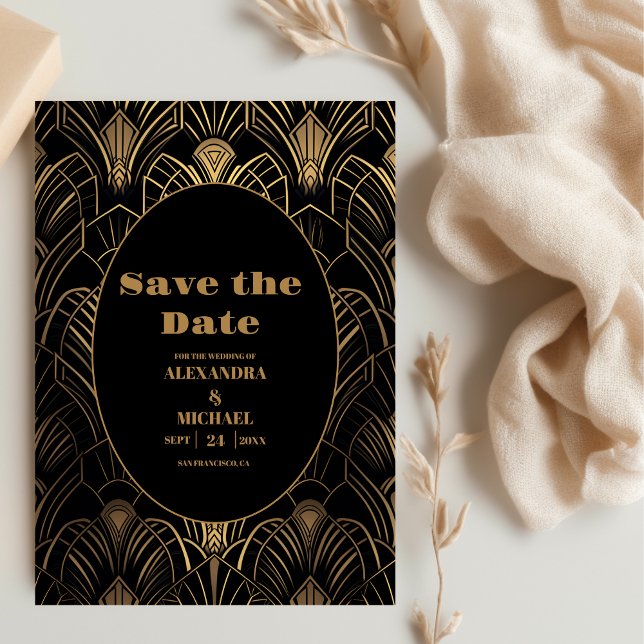 Geometric Art Deco Wedding Save The Date (Creator Uploaded)