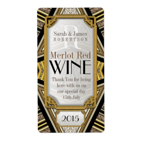 geometric  Art Deco Wine Drink Bottle Labels