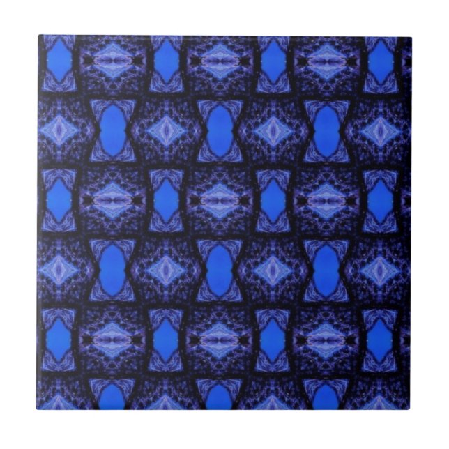 Geometric art modern sapphire blue navy ceramic tile (Front)