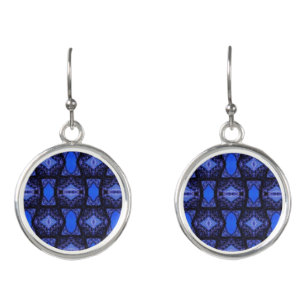 Geometric art modern sapphire blue navy earrings