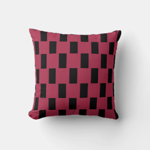 Geometric art pattern magenta punch black pillow