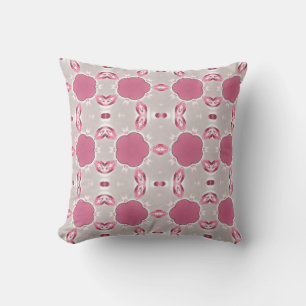 Geometric art pattern pink gray off-white pillow