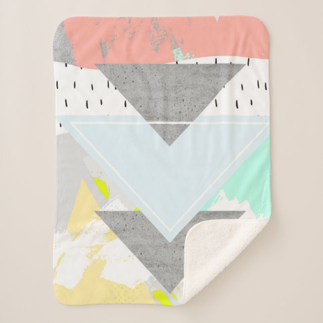 Geometric Art Print Sherpa Blanket (Front)