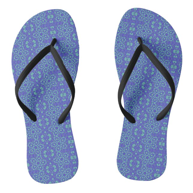 Geometric art purple turquoise flip flops (Footbed)