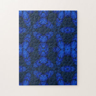 Geometric art sapphire blue pattern jigsaw puzzle