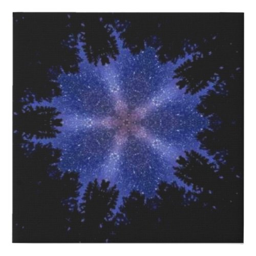 Geometric art star night black purple faux canvas print