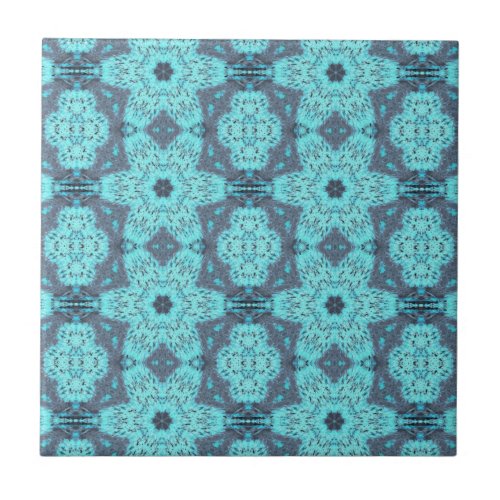 Geometric art teal aqua blue green star gray  ceramic tile