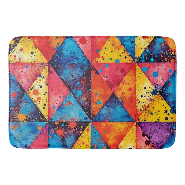 Geometric Art: Vibrant Chaos Bath Mat (Front)