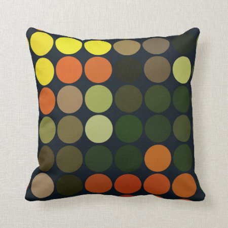 Geometric Art Yellow, Orange, Green Circles Throw Pillow