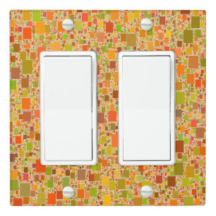Geometric Autumn Color Tiles Abstract Light Switch Cover